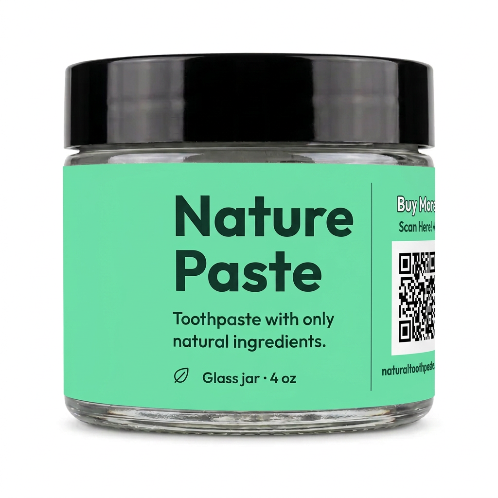 Nature Paste 4 oz glass jar with the new green label